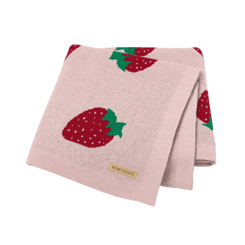Meg | Knitted Strawberry Baby Blanket Collection - Periwinkle and Co.